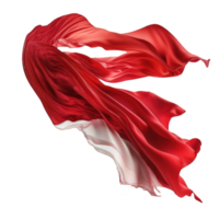 A fluttering red silk billows freely in the air against a transparent background, creating a striking visual display of fluid movement and vibrant color. png