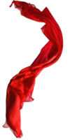 This image displays a long, flowing red silk fabric gracefully flying in the air against a transparent background, creating a striking and beautiful visual effect. png