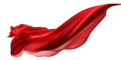 A fluttering long red silk appears to be flying freely against a transparent backdrop, creating an elegant and captivating display. png