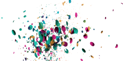 A cheerful array of multicolored confetti scattered on a transparent background, creating a fun and celebratory atmosphere. png