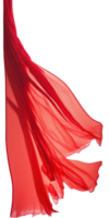 Questo Immagine Caratteristiche un' vibrante, fluente lunghezza di rosso seta nel a mezz'aria, impostato contro un' trasparente background.generative ai png