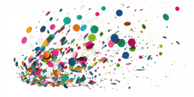 A vibrant burst of multicolored confetti floats in a void of transparency, creating a joyous and celebratory atmosphere. png