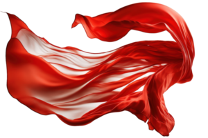de bild är en strömmande och vibrerande röd silke den där visas till vara suspenderad i i luften mot en se igenom bakgrund, ger den en känsla av tyngdlöshet och rörelse.generativ ai png