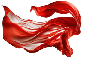 The image is a flowing and vibrant red silk that appears to be suspended in mid-air against a see-through background, giving it a sense of weightlessness and movement. png