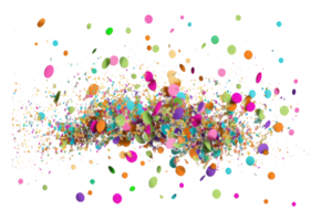 A festive and colorful selection of confetti shapes adorns a see-through background, embodying a joyous and celebratory atmosphere. png