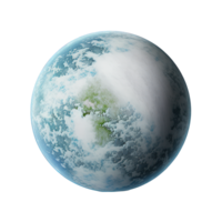 A stunningly detailed planet hangs suspended in space against a clear background, its swirling clouds and rugged terrain depicted with stunning realism. png