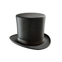 A top hat, with a realistic design, is seen floating on a transparent background, giving the impression that it's suspended in mid-air. png