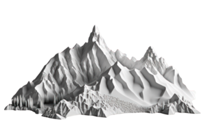 A breathtaking image of majestic mountains, vividly depicted with extraordinary details, set against a transparent background that makes them stand out. png