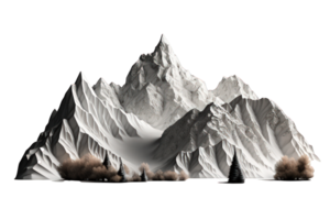 The image features a breathtaking view of realistic and highly-detailed mountains displayed against a transparent background, making it suitable for various projects and designs. png