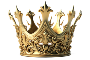 The image depicts a stunning golden crown, detailed with intricate patterns and realistic textures. png