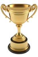 A stunning and impressively crafted golden trophy sitting on a clear and transparent background, ready to be celebrated and admired by all who view it. png