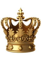 A regal and ornate golden crown gleams brilliantly against a clear and transparent background, exuding an air of elegance and majesty fit for only the most illustrious of monarchs. png