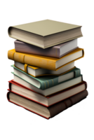 An organized and neat stack of books is displayed on a transparent background in a highly realistic design. png