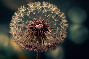 3d mural interior wallpaper.Many dandelions with green grass. photo