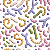 microbiome bakgrund mönster. probiotisk bakterie bakgrund med laktobacillus, bifidobakterier, acidophilus. 3d framställa enkel raster illustration. png