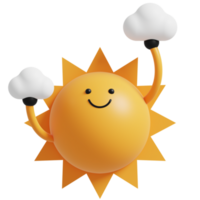 3d Sonne und Wolke Charakter.glücklich Sonne. 3d machen Illustration. png