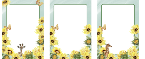 Watercolor hand drawn spring garden full of sunflowers square frame . Watercolor illustration for scrapbooking.Cartoon hand drawn background with flower for kids design.Perfect for wedding invitation. png