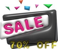 3d Illustration Verkauf Banner Design, Einkaufen Deal Angebot rabatt, verkauf 70 Prozentsatz aus. png