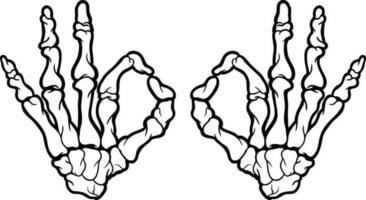 sign in the shape of a hand skeleton vector