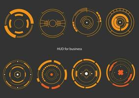 hud ui para negocio colocar. futurista usuario interfaz valores vector, hud redondo marcos objetivo controlar objetivo interfaz vector imagen material vectorial.