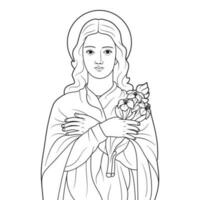 Saint Mary Goretti Vector Illustration Outline Monochrome