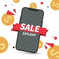 Smartphone mockup.Flash sale and money .special offer promotion concept design with Mobile phone vector