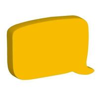 Speech bubble 3d. Yellow talking cloud for chat and messages. Dialog icon on isolated background. Vector