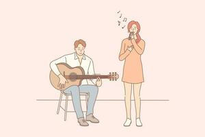 Music, perfomance, duet concept vector