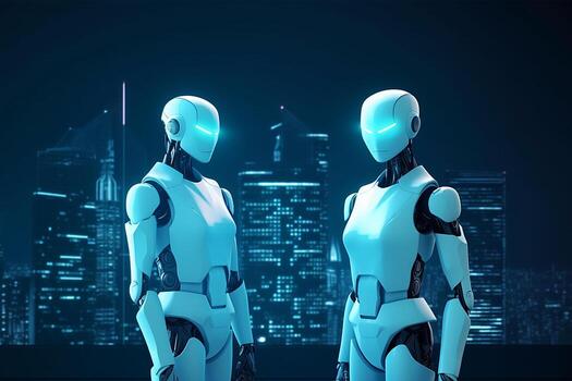 Future AI Robots and Cyborgs Redefine Humanity created with Technology photo