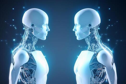 Future AI Robots and Cyborgs Redefine Humanity created with Technology photo
