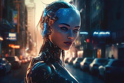 Future AI Robots and Cyborgs Redefine Humanity created with Technology photo