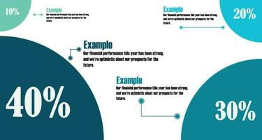 infographic template proportion and percentage for business information presentation. Vector banner. Modern workflow diagrams with example sentences. Report option plan 4 topics