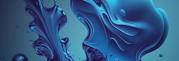 fluid blue paint,wavy blue fluid background, abstract art. photo