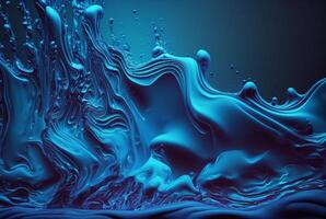 fluid blue paint,wavy blue fluid background, abstract art. photo