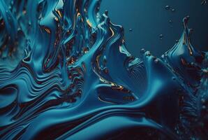 fluid blue paint,wavy blue fluid background, abstract art. photo