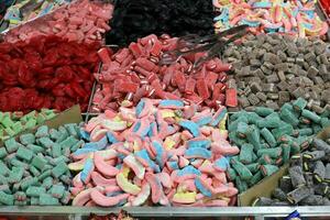 Oriental sweets and candies are sold at a bazaar in Israel. photo