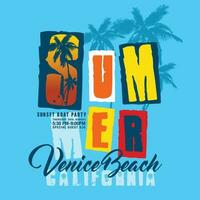 Slogan apparel graphic design idea. Summer Venice beach. Apparel graphic.Summer collection T-Shirt artwork design. vector