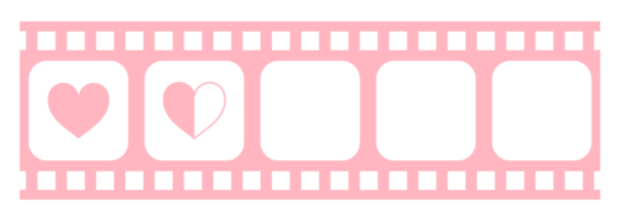 hart vorm in de filmstrip silhouet, film teken voor romantisch of romance of Valentijn serie, liefde of Leuk vinden beoordeling niveau icoon symbool voor romantiek film verhaal. beoordeling 1,5. formaat PNG