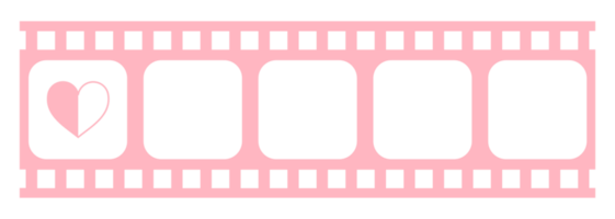 Heart Shape in the Filmstrip Silhouette, Movie Sign for Romantic or Romance or Valentine Series, Love or Like Rating Level Icon Symbol for Romanticism Movie Story. Rating 0,5. Format PNG