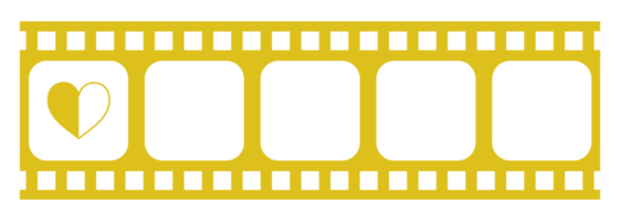 coração forma dentro a tira de filme silhueta, filme placa para romântico ou romance ou namorados Series, amor ou gostar Avaliação nível ícone símbolo para romantismo filme história. Avaliação 0,5. formato png