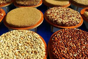 Oriental sweets and candies are sold at a bazaar in Israel. photo