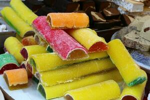 Oriental sweets and candies are sold at a bazaar in Israel. photo