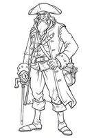 Pirate. Set of black and white illustrations for coloring book.. photo