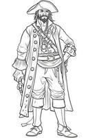 Pirate. Set of black and white illustrations for coloring book.. photo