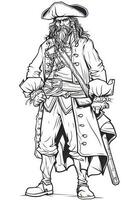 Pirate. Set of black and white illustrations for coloring book.. photo