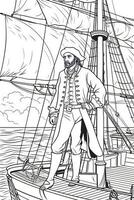 Pirate. Set of black and white illustrations for coloring book.. photo