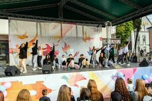 Grodno, Belarus - September 03, 2022 Youth Center Grodno, street PRO100 DANCE, dance festival with the participation of choreographic groups of different genres. photo