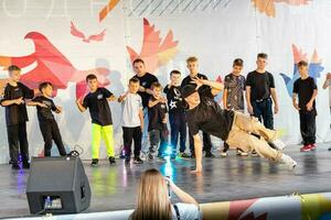 Grodno, Belarus - September 03, 2022 Youth Center Grodno, street PRO100 DANCE, dance festival with the participation of choreographic groups of different genres. photo