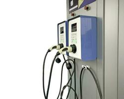 electric car charging station for charging EV batteries, EV charging station hub with self-refueling user UI visual icon screen photo