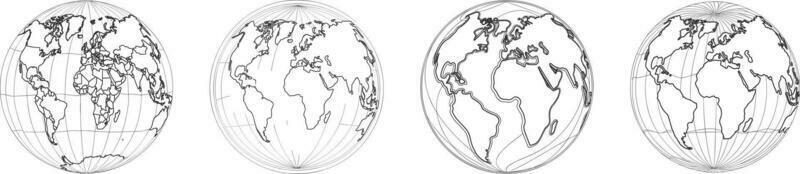 continuo tierra línea dibujo símbolo. mundo mapa uno línea Arte. tierra globo mano dibujado insignias. valores vector ilustración aislado en blanco antecedentes